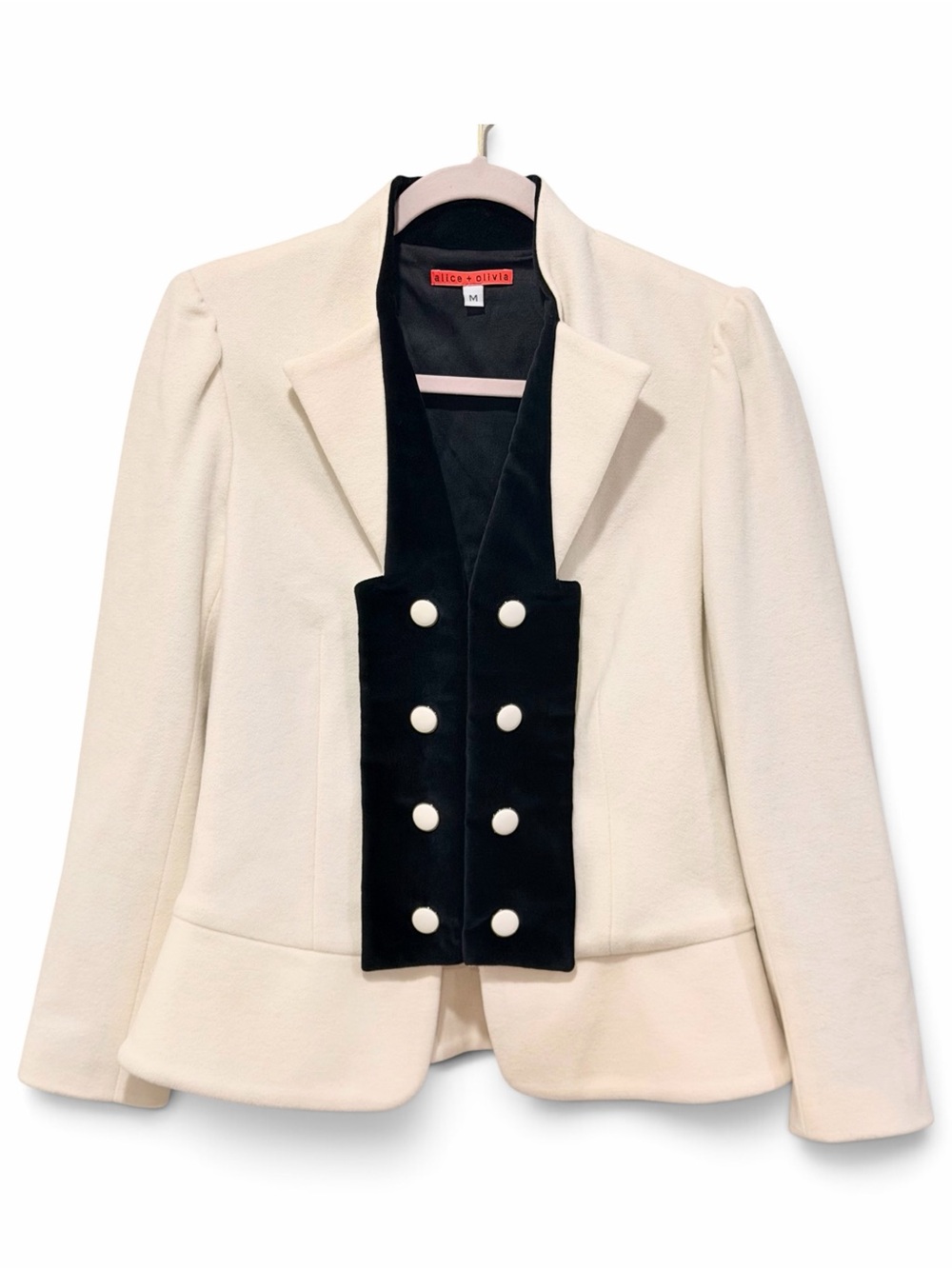Alice + Olivia Trompe L'oeil Velvet Vest Blazer Jacket Preppy Tuxedo Academic M